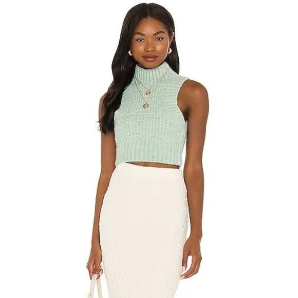 For Love & Lemons NWT Dominique Crop Sweater Tank in Mint size Medium - Picture 8 of 8